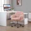 Kancelářská židle Vinsetto pro ženy, výškově nastavitelná kancelářská židle, ergonomická, umělá kožešina, růžová+stříbrná | Aosom