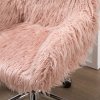 Kancelářská židle Vinsetto pro ženy, výškově nastavitelná kancelářská židle, ergonomická, umělá kožešina, růžová+stříbrná | Aosom