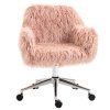 Kancelářská židle Vinsetto pro ženy, výškově nastavitelná kancelářská židle, ergonomická, umělá kožešina, růžová+stříbrná | Aosom