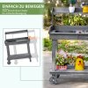 Zahradnický stůl Outsunny se zásuvkou 2 schody dřez kolečka jedlové dřevo šedá 92x45x119cm pro zahradničení a péči o rostliny | Aosom.de
