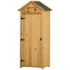 Outsunny zahradní skříňka zahradní kůlna na nářadí s policemi asfaltová střecha okno dřevo žlutá+zelená 77 x 54,2 x 179 cm | Aosom