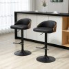 HOMCOM sada 2 barových židlí otočné barové židle s podnožkou výškově nastavitelné imitace kůže dřevo 48 x 49,5 x 76-96 cm do kuchyně a baru | Aosom.de