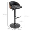 HOMCOM sada 2 barových židlí otočné barové židle s podnožkou výškově nastavitelné imitace kůže dřevo 48 x 49,5 x 76-96 cm do kuchyně a baru | Aosom.de
