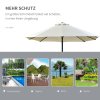 Outsunny dvojitý slunečník s LED diodami, 440 x 256 cm, zahradní slunečník s ruční klikou, slunečník na terasu v krémově bílé barvě pro zahradu a terasu | Aosom.de