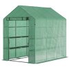Fóliový skleník Outsunny Skleník s 8 policemi a dveřmi, zelený, 214x143x195cm pro milovníky rostlin | Aosom.de