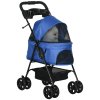 PawHut kočárek pro psy kočárek pro psy se skládací funkcí Kočárek pro malé psy a kočky kočárek pro kočky Oxford Blue 67 x 45 x 96 cm | Aosom