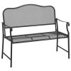 Zahradní lavička Outsunny kovová odolná proti povětrnostním vlivům 2místná lavička s opěradlem 113 cm x 58 cm x 98 cm černá | Aosom.de