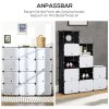 HOMCOM Botník Úložný box s 12 kostkami DIY zásuvný regál s dvířky Plastová ocel Černá+bílá 125 x 32 x 125 cm | Aosom