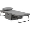 HOMCOM 4-v-1 jednolůžko pro hosty, rozkládací postel, křeslo s otomanem, matrace 8 cm, 5-stupňová regulace výšky, ocelový rám, 188x75x38cm| Aosom
