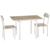 HOMCOM 3 TLG jídelní set se 2 židlemi a 1 stolem skládací deska 120 x 60 x 75 cm ocel MDF přírodní bílá ideální do kuchyně a jídelny | Aosom.de