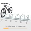 HOMCOM Stojan na kola až pro 6 jízdních kol odolný proti povětrnostním vlivům odolná montáž na podlahu a stěnu z oceli stříbrná 179x33x27cm | Aosom.de