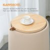HOMCOM Otoman kulatý s úložným prostorem v béžovém sametovém vzhledu s odnímatelným víkem Ø44cm x 47,5cm jako odkládací stolek | Aosom.de