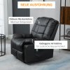 Elektrické polohovací křeslo HOMCOM s masážní funkcí z imitace kůže, dřeva a oceli, černé 94x99x99 cm pro maximální pohodlí | Aosom.de