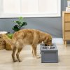 PawHut zásuvková miska pro psy nerezová dvojitá miska pro středně velké psy, krmná stanice v šedé barvě, protiskluzový design | Aosom.de