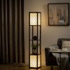 HOMCOM Stojací lampa Stojací lampa s policí a dvojitým světlem, 40W, E27, řetízkový vypínač, do obývacího pokoje, ložnice| Aosom