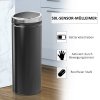 HOMCOM Senzorový odpadkový koš 50 l, automatický odpadkový koš, nerezový kuchyňský koš, infračervený senzor, černý, nerez| Aosom