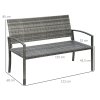 Outsunny zahradní lavice ratanový vzhled parková lavice s ocelovým rámem pro 2 osoby balkonová lavice nosnost až 320 kg šedý zahradní nábytek | Aosom.de