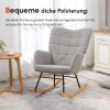 HOMCOM Houpací křeslo Houpací křeslo Akcentní křeslo Křeslo do obývacího pokoje Relaxační křeslo, nosnost do 120 kg, berberské rouno, světle šedá 71 x 92 x 101 cm | Aosom
