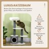 Škrabadlo PawHut 98cm stabilní strom pro kočky se škrabací deskou, jeskyní pro kočky a 3 plošinami, šedobílý nábytek pro kočky | Aosom.de