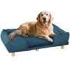PawHut pelíšek pro psy polštářek pro psy koš pro psy pohovka pro psy dřevěné nohy, polyester, tmavě modrá, 96 x 66 x 24 cm | Aosom