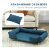 PawHut pelíšek pro psy polštářek pro psy koš pro psy pohovka pro psy dřevěné nohy, polyester, tmavě modrá, 96 x 66 x 24 cm | Aosom