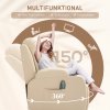 HOMCOM Elektrické polohovací křeslo, 150° náklon, s funkcí polohování, 8 vibračních bodů, podnožka, imitace kůže, 85 x 94 x 104 cm, krémově bílá | Aoso