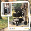 PawHut kočárek pro psy 3 v 1, do 15 kg, skládací, s brzdami, okénko ze síťoviny, autosedačka, polštářek, přepravní taška, kočárek pro kočky, polyester, černý| Aosom