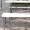 Outsunny 3dílný set stanu, pivní stůl se 2 pivními lavicemi pro 6 osob, HDPE v bílé barvě, ideální pro zahradní párty a akce | Aosom.de