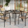 Zahradní stůl Outsunny čtvercový pro 4 osoby s otvorem pro slunečník, ocel, hnědý, 100x100x72cm, ideální pro zahradu a terasu | Aosom.de