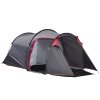 Tunelový stan Outsunny pro 2-3 osoby, kempinkový stan 190T s kolíky, sklolaminát a polyester, šedý, 426 x 206 x 154 cm, ideální pro venkovní dobrodružství | Aosom.de