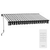Balkonová markýza Outsunny, 350 x 250 x 150 cm, odolná proti UV30+, s dálkovým ovládáním, ruční klika, nastavitelná kazetová markýza, šedá+bílá| Aoso