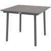 Outsunny zahradní stůl jídelní stůl pro 4 osoby otvor pro slunečník terasový stůl lamelový HDPE tmavě šedý 90x90x75cm | Aosom