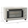 HOMCOM Mini trouba 21L Pizza Mini trouba Plech na pečení Plech na drobky 1400W Pultová trouba 1h Časovač 100-230°C Kovový krém | Aosom