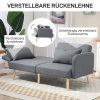 HOMCOM 3místná pohovka s funkcí spaní, 170x83x80cm, s 3stupňovým nastavením opěradla a nohou, vlnité pružiny, přehozové polštáře, vzhled lnu, šedá| Aosom