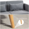 HOMCOM 3místná pohovka s funkcí spaní, 170x83x80cm, s 3stupňovým nastavením opěradla a nohou, vlnité pružiny, přehozové polštáře, vzhled lnu, šedá| Aosom