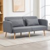 HOMCOM 3místná pohovka s funkcí spaní, 170x83x80cm, s 3stupňovým nastavením opěradla a nohou, vlnité pružiny, přehozové polštáře, vzhled lnu, šedá| Aosom