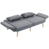 HOMCOM 3místná pohovka s funkcí spaní, 170x83x80cm, s 3stupňovým nastavením opěradla a nohou, vlnité pružiny, přehozové polštáře, vzhled lnu, šedá| Aosom