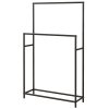 HOMCOM Věšák na ručníky, volně stojící věšák se 2 držáky na ručníky, věšák na ručníky do koupelny, kov, 66 x 20 x 110 cm, černý | Aosom