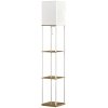 HOMCOM Stojací lampa s paticí E27 40 W Stojací lampa se 3 přihrádkami a látkovým stínidlem do obývacího pokoje ložnice v bílé barvě | Aosom.de