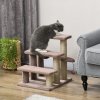 PawHut kočičí schody schody pro psy a kočky 3 stupně se škrabadly hrací míč plyšový hnědý 45x40x48cm pro větší pohodlí | Aosom.de