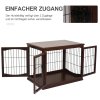 PawHut klec pro psa, uzamykatelná klec pro psa se dvěma vchody, psí bouda pro malé psy, hnědá, 58,5 x 81 x 66 cm | Aosom.de