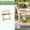 Zahradnický stůl Outsunny se zásuvkou 2 stupínky dřezová kolečka z jedlového dřeva přírodní 92x45x119cm pro milovníky zahrady | Aosom.de