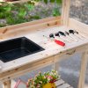 Zahradnický stůl Outsunny se zásuvkou 2 stupínky dřezová kolečka z jedlového dřeva přírodní 92x45x119cm pro milovníky zahrady | Aosom.de