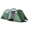 Tunelový stan Outsunny pro 2-3 osoby, 190T kempinkový stan s kolíky, sklolaminát a polyester, tmavě zelený, 426x206x154cm pro venkovní dobrodružství | Aosom.de