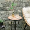 Outsunny zahradní stolek květinová stolička kulatá Ø35,5 cm odolná proti povětrnostním vlivům pro zahradu terasu balkon ve žluté a šedé barvě | Aosom.de