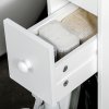 kleankin Koupelnová skříňka Skříňka do niky s kolečky, 2 zásuvky a otevřená přihrádka, koupelnový vozík, bílá, 16x49,5x66cm| Aosom