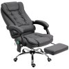 Kancelářská židle Vinsetto s masážní a vyhřívací funkcí, ergonomická, 6 masážních bodů, podnožka, dálkové ovládání, polyester, 65 x 160 x 104 cm, šedá| Aosom