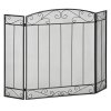 HOMCOM Krbová mřížka, skládací krbová mřížka se 3 panely, mřížka na kamna, ochrana proti jiskření do obývacího pokoje, ocel, 105 x 80,5 cm, černá | Aosom
