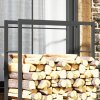 Outsunny stojan na palivové dřevo 120 x 32 x 151 cm stojan na palivové dřevo s kolečky, stojan na palivové dřevo do interiéru, exteriéru, kov, černý | Aosom