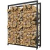 Outsunny stojan na palivové dřevo 120 x 32 x 151 cm stojan na palivové dřevo s kolečky, stojan na palivové dřevo do interiéru, exteriéru, kov, černý | Aosom